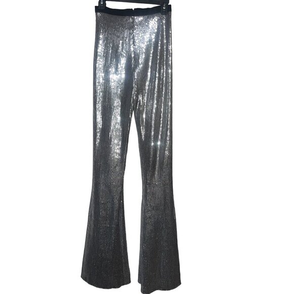 David Koma Sequin Flared Trouser in Silver & Black UK 14 USA 10 New Womens pants - Picture 9 of 17